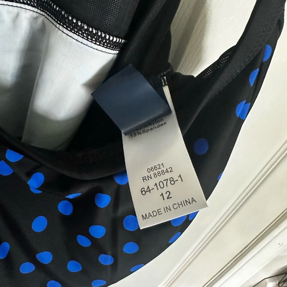 Swimsuits For All Black and Blue Tiered Camisole Top - Picture 3 of 4